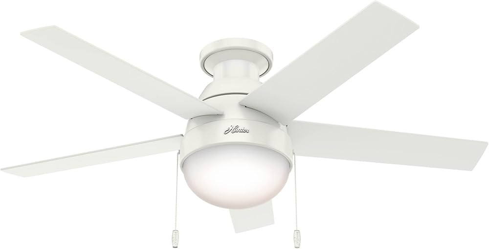 Hunter Anslee Indoor Low Profile Ceiling Fan with LED Light and Pull Chain Control, 46