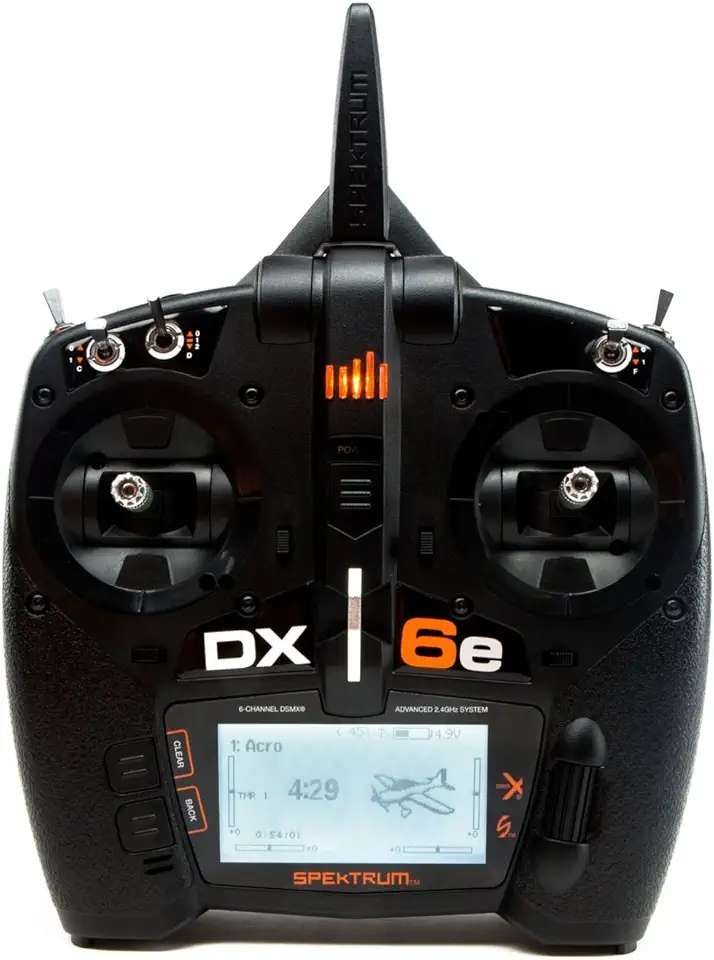 Spektrum DX6e 6-Channel DSMX 2.4GHz RC Radio Transmitter Only (No Receiver) with 250 Model Memory | Telemetry | Wireless Trainer Link, SPMR6655 , Black