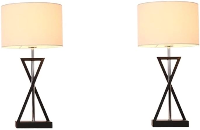 Modern Bold Lampshade Iron Ring American Study Desk Lamp Energy Saving Durable Simple Fashion Living Room Coffee Desk Light Harmless Raw Material Bedroom Bedside Table Lamp Two-Piece Decor