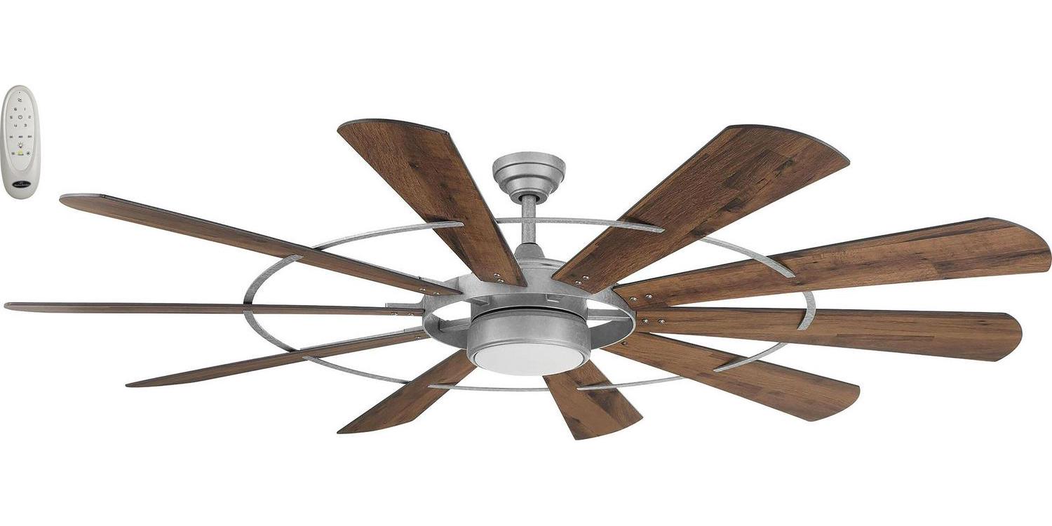 Harbor Breeze Henderson 72-in Galvanized Integrated LED Indoor/Outdoor Ceiling Fan with Light and Remote (10-Blade)