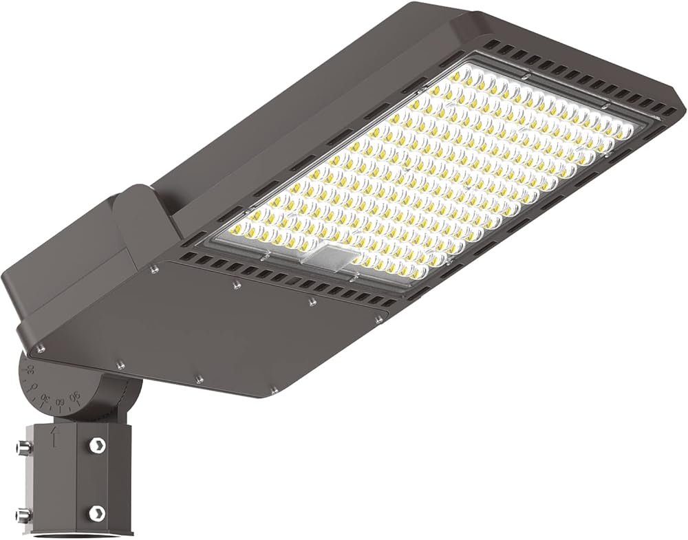 400W LED Parking Lot Light with Slip Fitter, 5000K Daylight 56000Lm, 1500W HPSHID Equivalent, Commercial Outdoor Security Flood Lighting