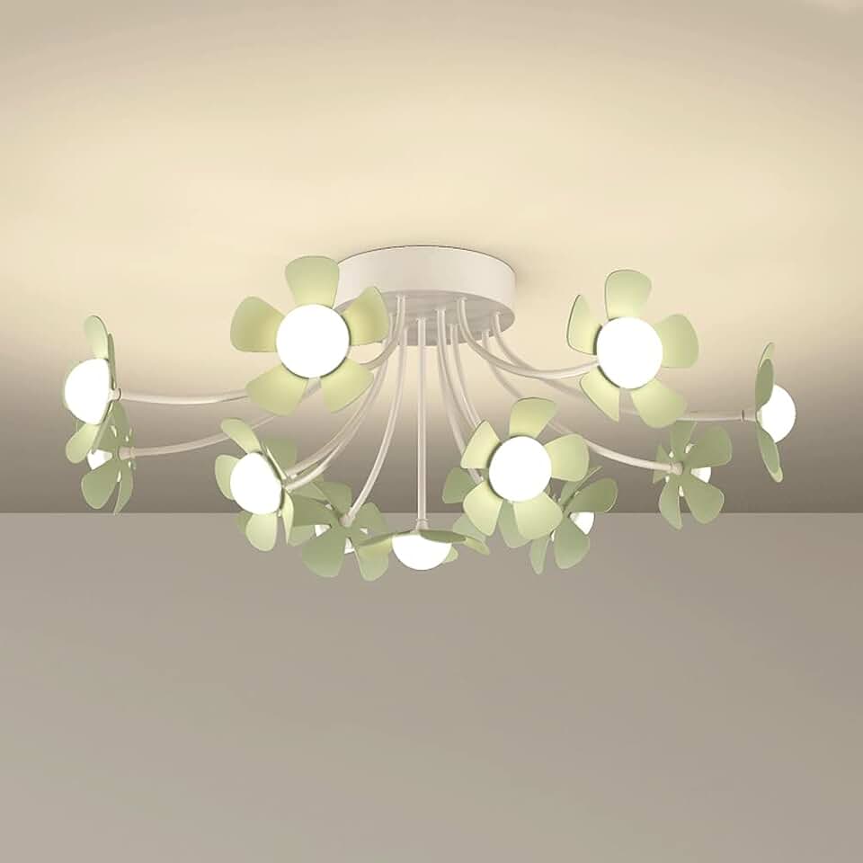 Cluster Ceiling Light Branch Sflush Mount Ceiling Lamp Acrylic Lampshade Chandelier Bedroom Kitchen Living Room Interior Decorative Lighting Fixture, 13-Heads/22.83X9.05In/64W/Green