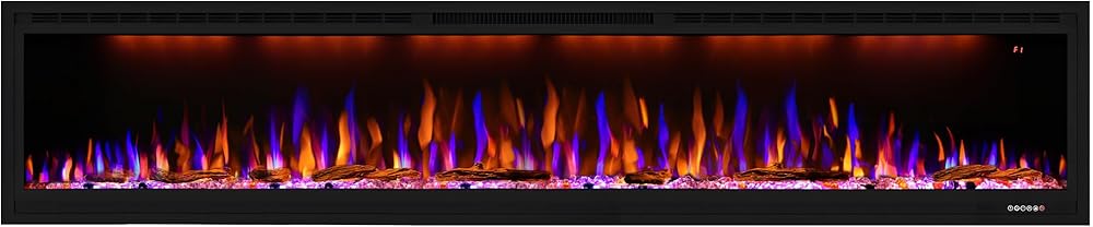 84 inch Electric Fireplace, Recessed Wall Mounted Fireplace Heater for Living Room, Linear in-Wall Fireplace, Multicolor Flame, Overheating Protection, Black (84