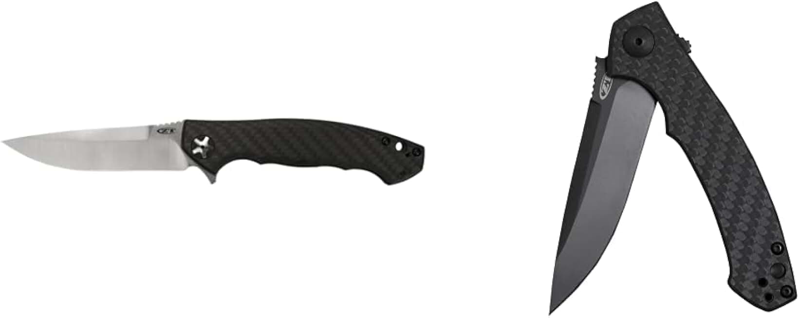 0452CF; Pocket Knife with 4.1” Dual-Finished S35VN Steel Blade, Carbon Fiber Front and Titanium Back Handle Scales, KVT Ball-Bearing Opening, Frame Lock, Deep-Carry Pocketclip; 4.6 OZ.,Large