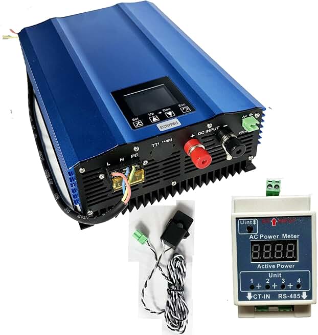 TINGEN 1200W Grid Tie Inverter with LCD Solar Panel Input 55V-90V Battery Voltage Input 48V AC Output 90V-140V
