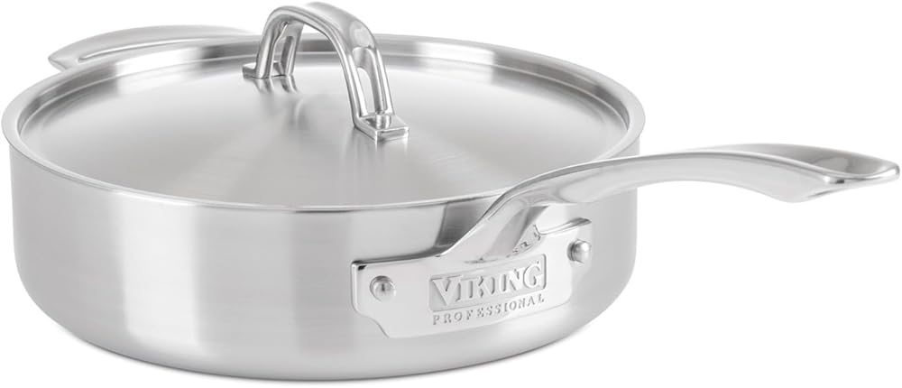 Viking Culinary Professional 5-Ply Stainless Steel Sauté Pan, 3.4 Quart, Silver