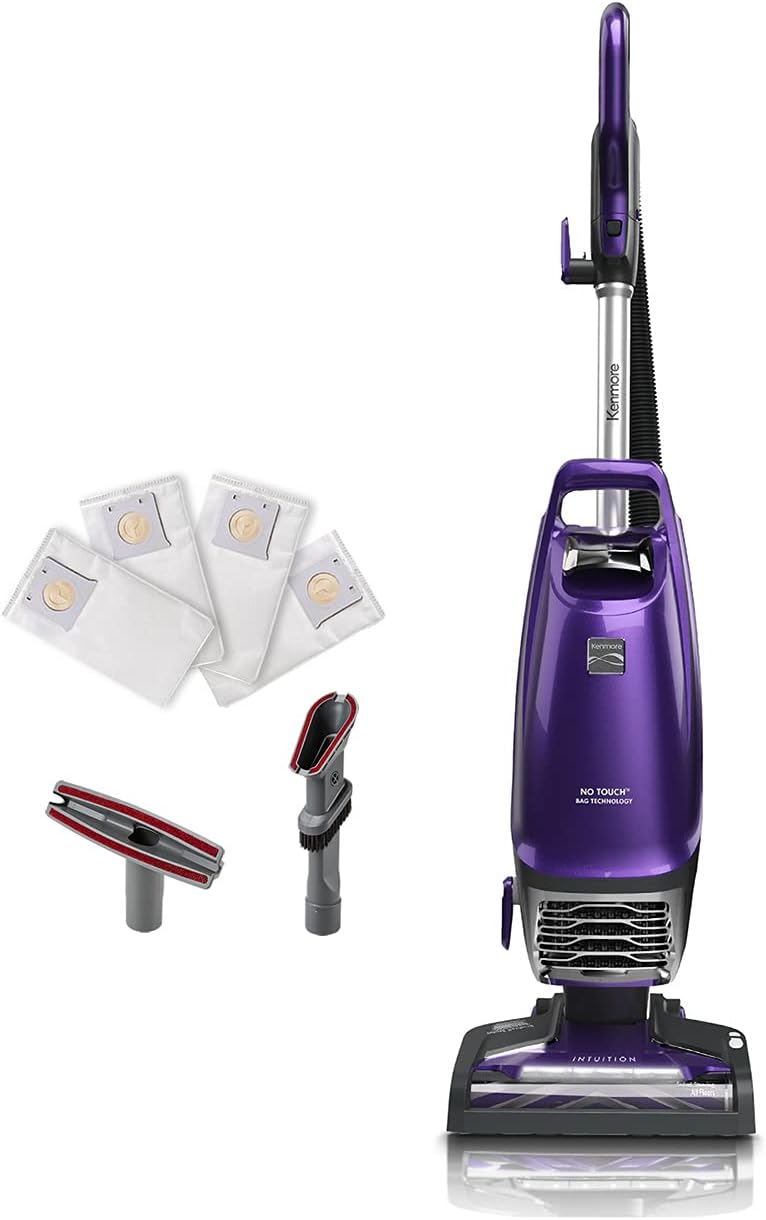 Kenmore BU4018 Intuition Bagged Upright Vacuum Lift-Up Carpet Cleaner 2-Motor Power Suction with HEPA Filter,3-in-1 Combination, Upholstery Tool for Hardwood Floor, Pet Hair, 14 pounds, Purple