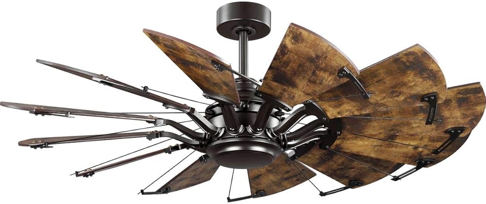 Springer Collection 52-Inch 12-Blade DC Motor Farmhouse Windmill Ceiling Fan Architectural Bronze