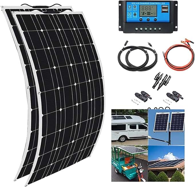 Monocrystalline Solar Photovoltaic Panel(110w/220w/330w/440w),40a Charge Controller, 12v Battery Energy Charging, For Garden, Shed, Boat, Car, House,220w