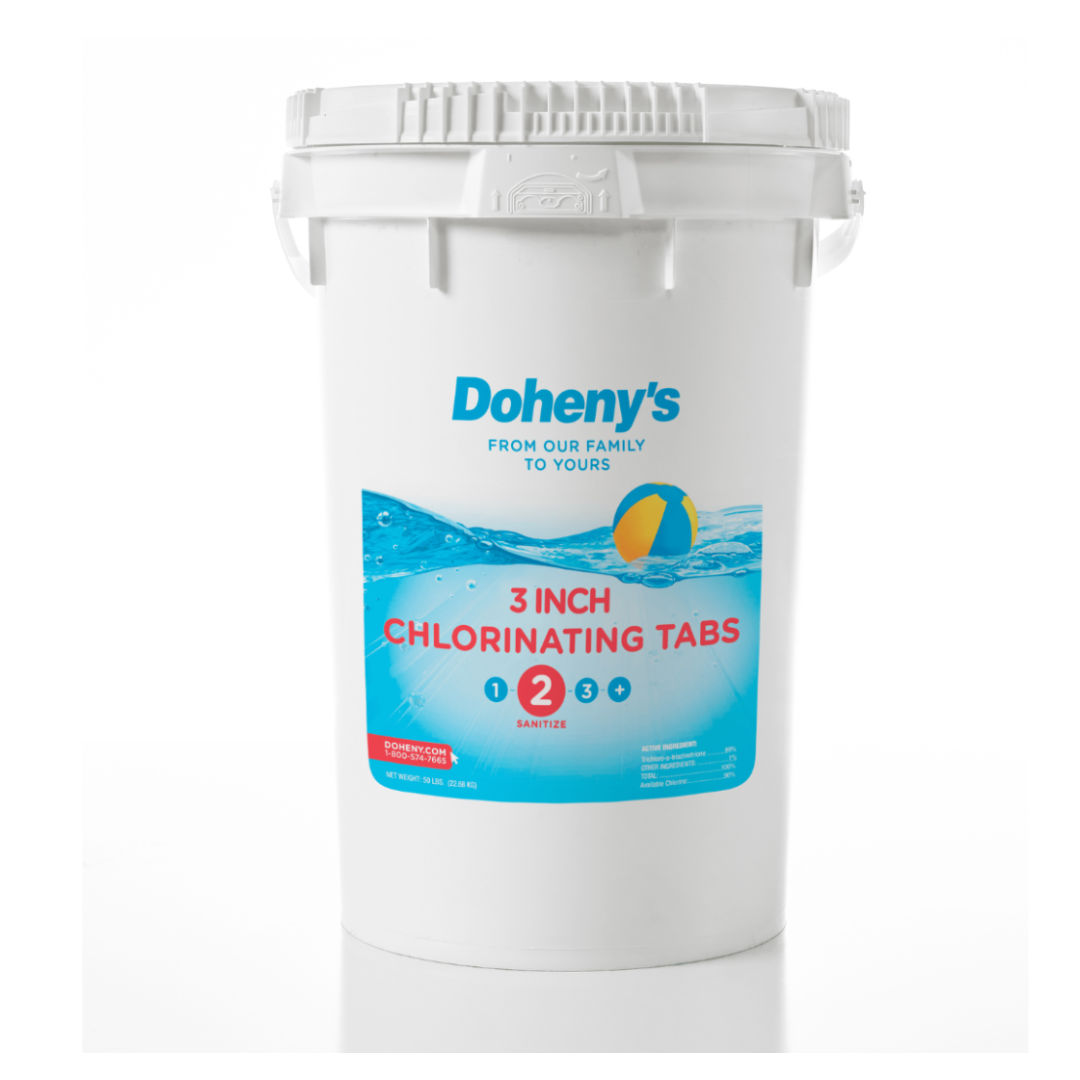 Doheny s 3 Inch Swimming Pool Chlorine Tablets | Pro-Grade Pool Sanitizer | Long Lasting   Slow Dissolving | Individually Wrapped | 99% Active Ingredient, 90% Stabilized Chlorine | 50 LB Bucket