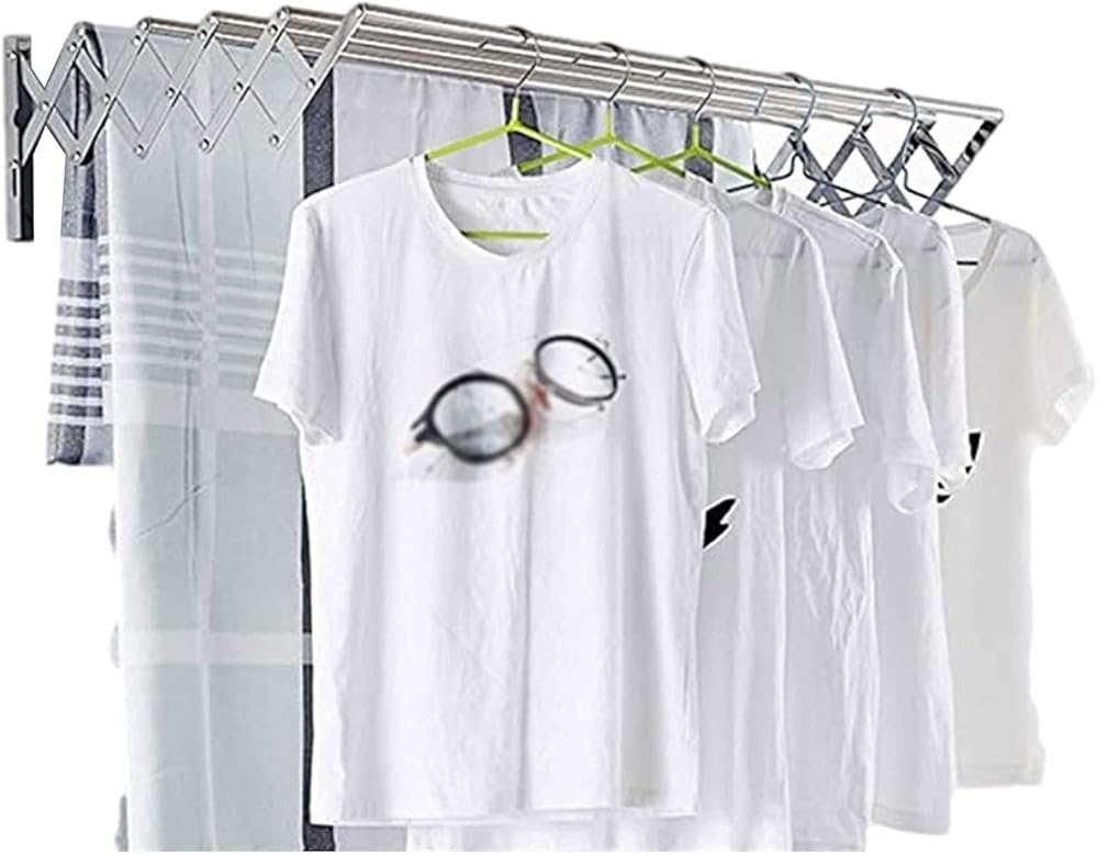 Wall Mounted Clothes Horse Dryer Rack - Retractable Airers Washing Line Indoor Folding Extendible Towel Shelf with Hooks Stainless Steel for Balcony Bathroom Terrace (Size : 70cm/27.6in)