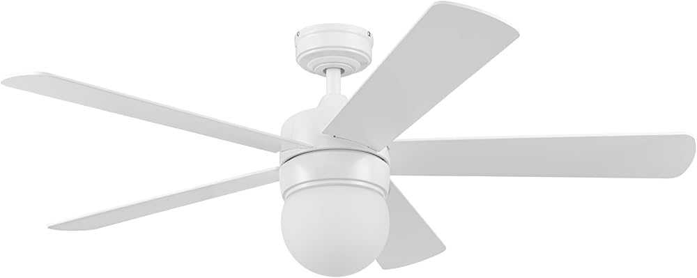 Prominence Home Ardrey Kell, 52 Inch Modern Indoor LED Ceiling Fan with Light, Remote Control, Dual Mounting Options, 5 Dual Finish Blades, Reversible Airflow - 51865-01 (White)