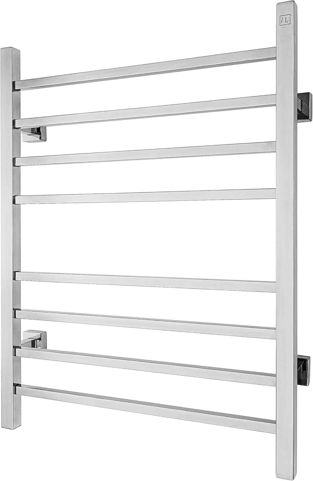 WarmlyYours TW-SR08PS-HP 8-Bar Sierra Electric Heated Bath Towel Warmer Rack, Dual Connection, Hardwired and Plug-in, Wallmountable, Programmable Timer, Stainless Steel, Polished Stainless