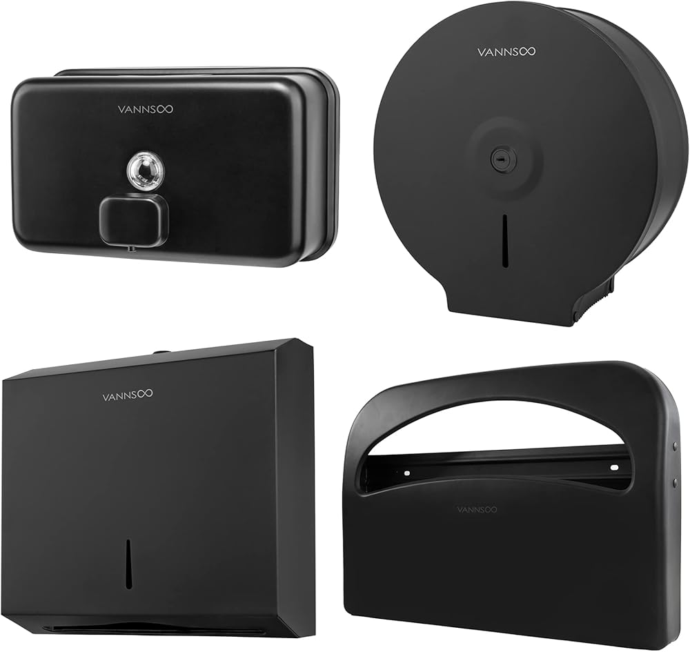 Black Toilet Paper Dispenser, Soap Dispenser, Toilet Seat Cover Dispenser