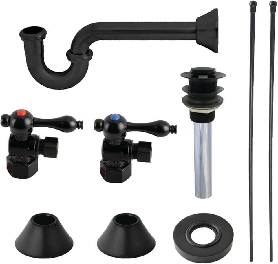 Kingston Brass CC43100VKB30 Trimscape Plumbing Sink Trim Kit with P-Trap and Drain, Matte Black