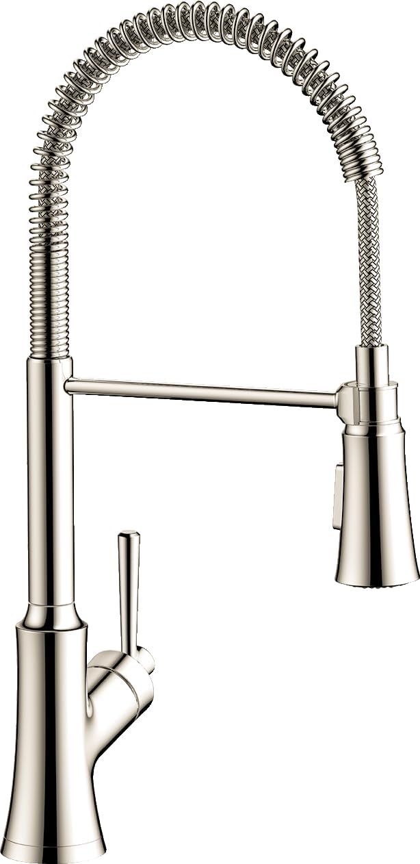 hansgrohe Joleena Brushed Nickel Commercial Kitchen Faucet, Kitchen Faucets with Pull Down Sprayer, Faucet for Kitchen Sink, Polished Nickel 04792830 19.3-Inches Tall