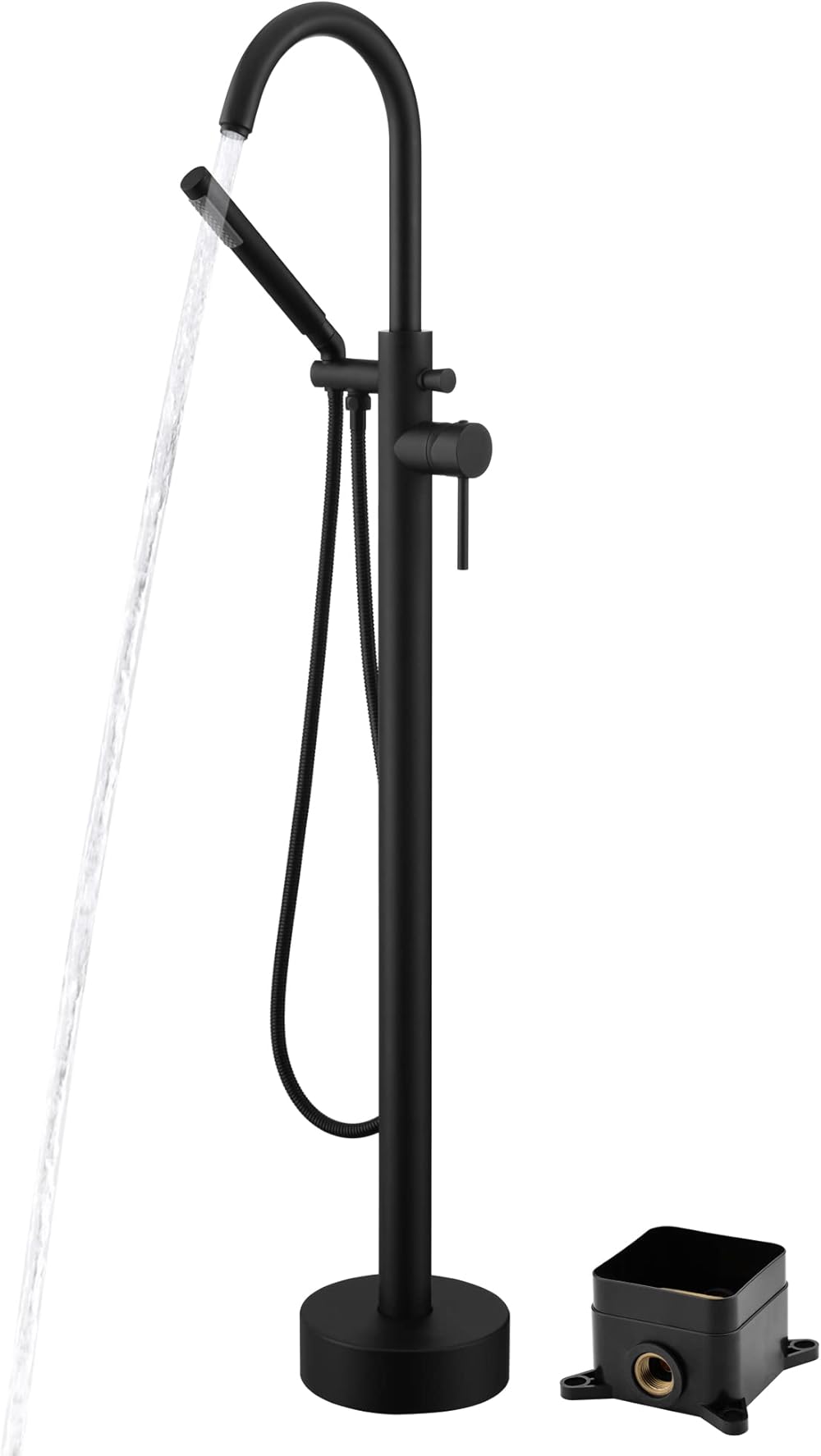 sumerain Freestanding Bathtub Faucet Matte Black Floor Mounted Tub Filler with Handheld Shower,High Flow Rate