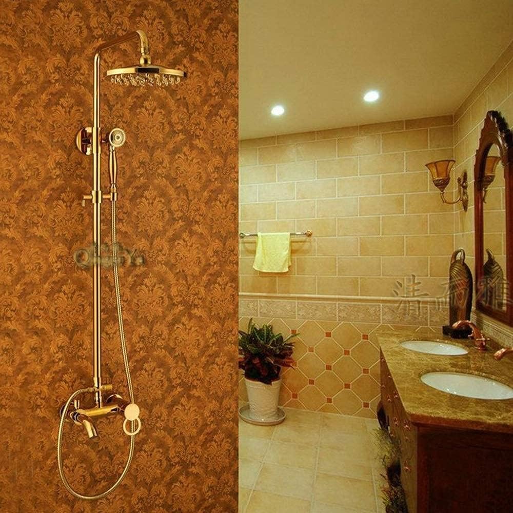 Bathtub Shower Systems Full Copper Royal Gold-Plated Shower Titanium Gold Copper Shower Antique Golden Shower Set Fixed Showerheads Bathroom Fixtures
