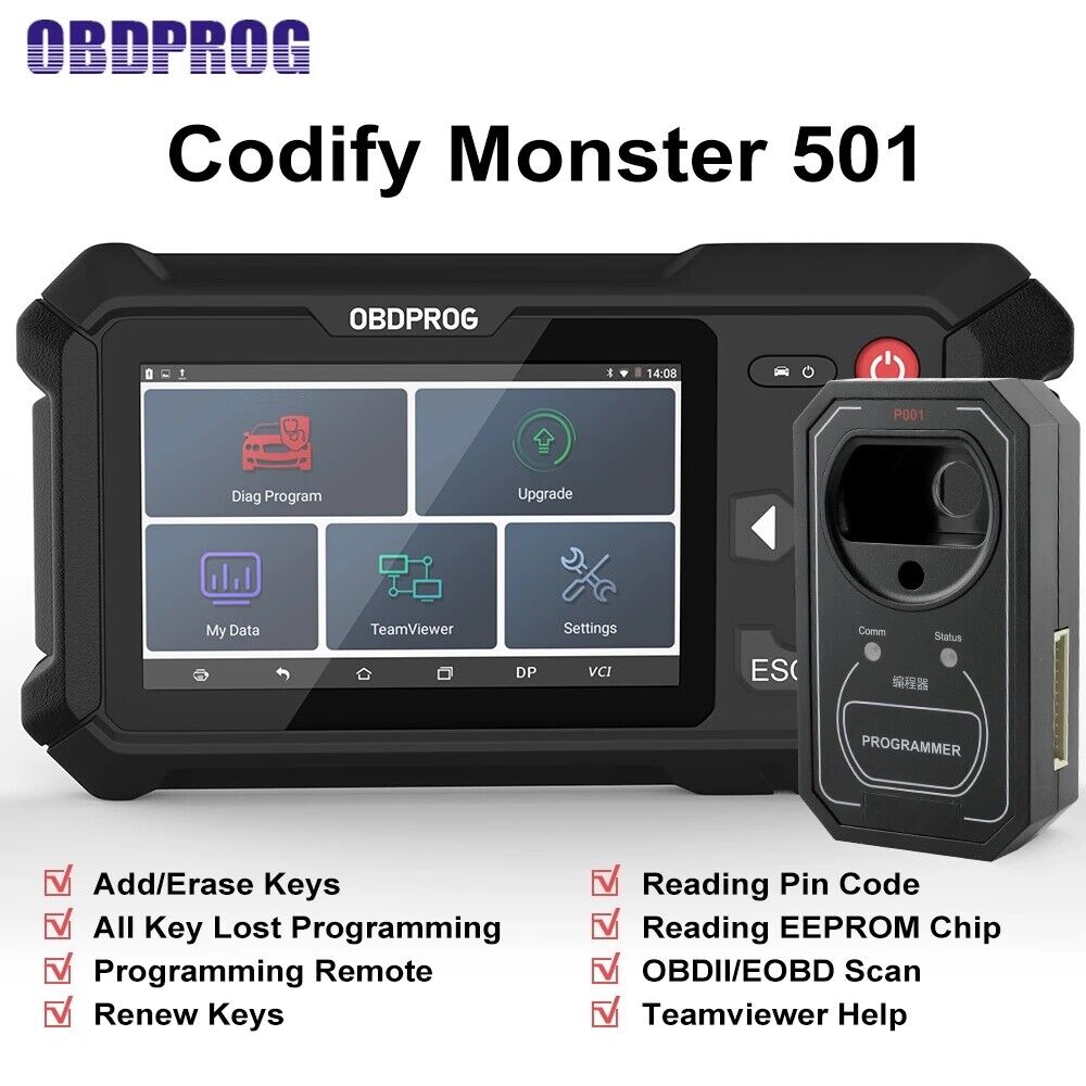 OBDPROG 501 Key Programming OBD2 Scanner Code Reader IMMO Immobilizer Diagnostic Tool
