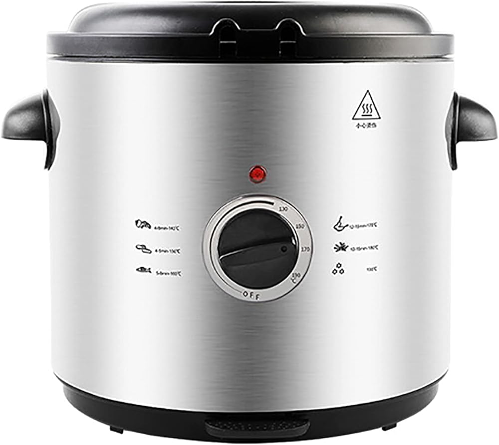 Electric Deep Fat Countertop Fryer Stainless Steel Deep Fryer Chip Fryer Non-Stick Coating, Internal Mesh Basket with Safety Handle and Viewing Window 1000W,1.5L