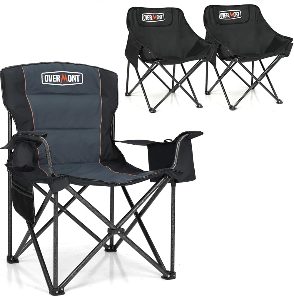 Overmont Oversized Folding Camping Chair + Portable Camping Chair Combo