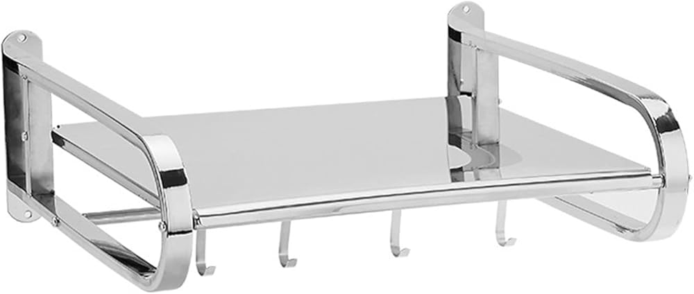 Microwave Oven Rack Wall Mounted Pots and Pans Rack Stainless Steel Wall Shelf for Kitchen Bathroom Bedroom Pantry