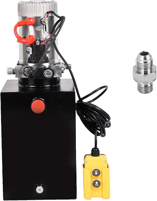 13 Quart Hydraulic Power Unit 12V DC Single Acting Hydraulic Pump Metal Reservoir Dump Trailer Pump for Dump Trailer Car Lifting
