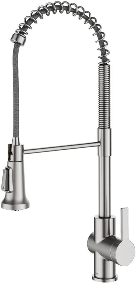 Kraus Britt 2nd Gen Commercial Style Pull-Down Single Handle Kitchen Faucet in Spot Free Stainless Steel, KPF-1691SFS