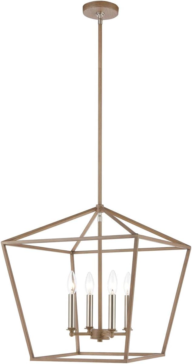 57225/4 Pendant, Light Wood, Satin Nickel
