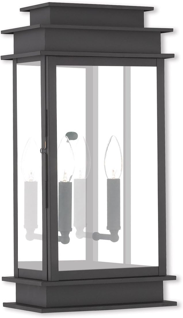 2018-04 Princeton Collection 2-Light Outdoor Wall Sconce Lantern with Clear Glass, Black