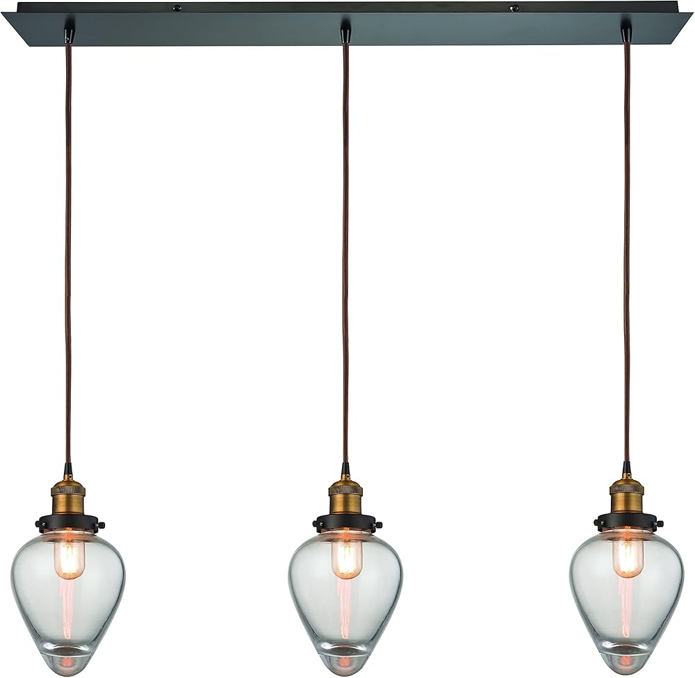 Elk Lighting Bartram 3 Light Pendant in Oil Rubbed Bronze and Antique Brass