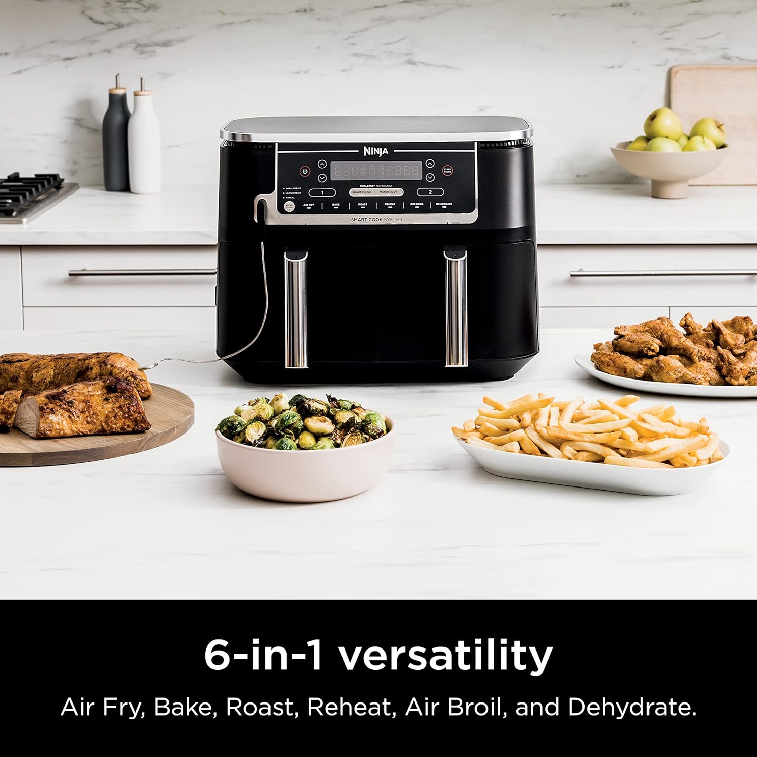 Ninja DZ550 Foodi 10 Quart 6-in-1 DualZone Smart XL Air Fryer with 2 Independent Baskets, Grey