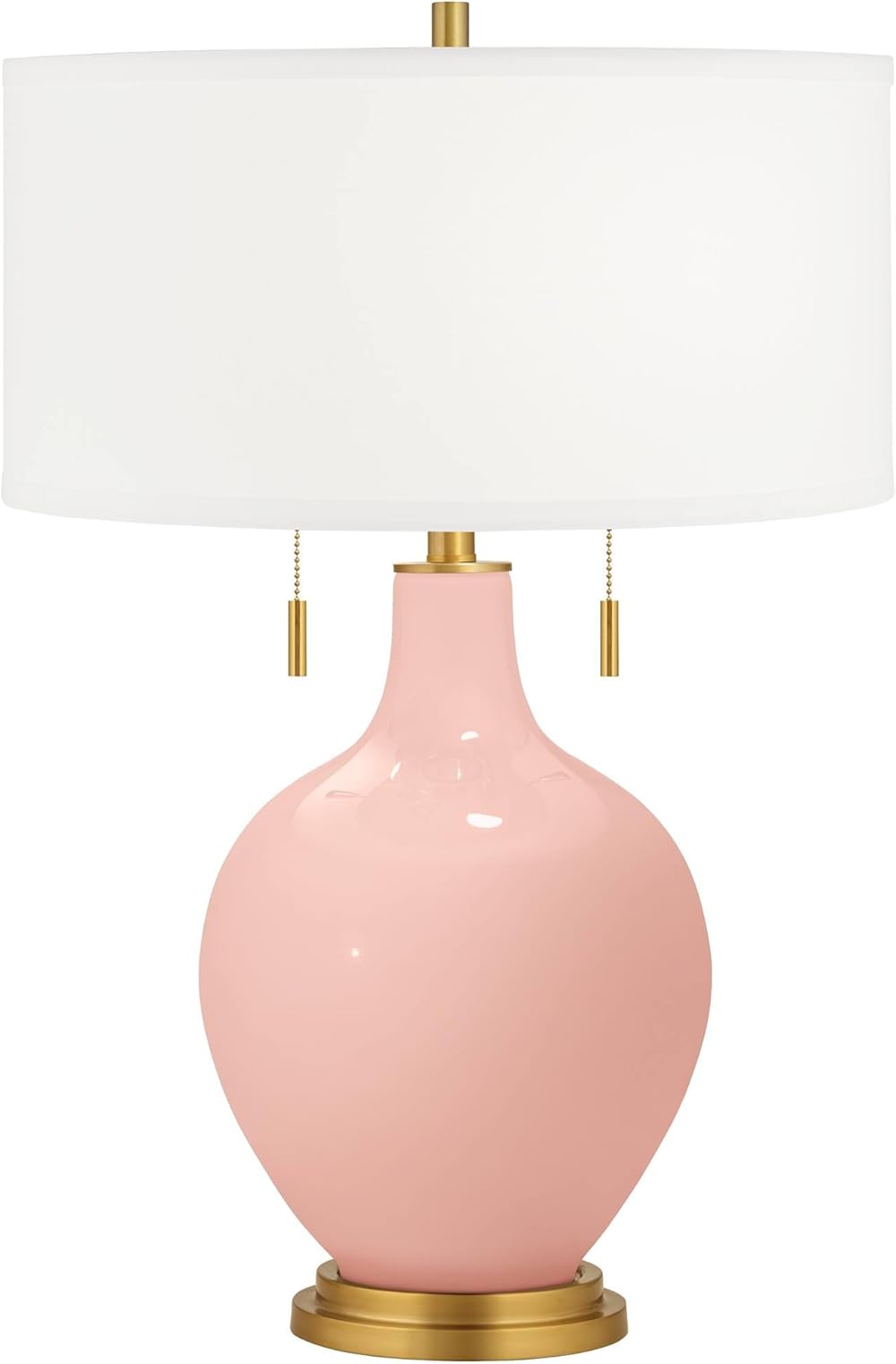 Color + Plus Rose Pink Toby Brass Accents Table Lamp