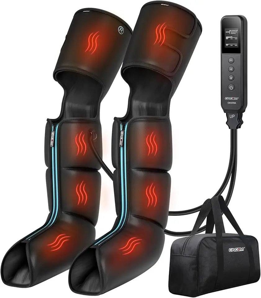 CINCOM Leg Massager with Heat and Compression for Circulation and Pain Relief,3-in-1 Foot Calf & Thigh Massager,FSA or HSA Eligible