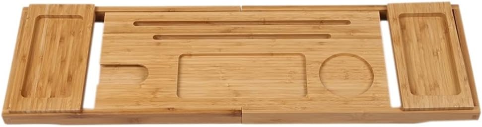 NMZAW-56 Adjustable Bathtub Tray Bathroom Organizer Expandable Sides Holder for Book Glass Towel