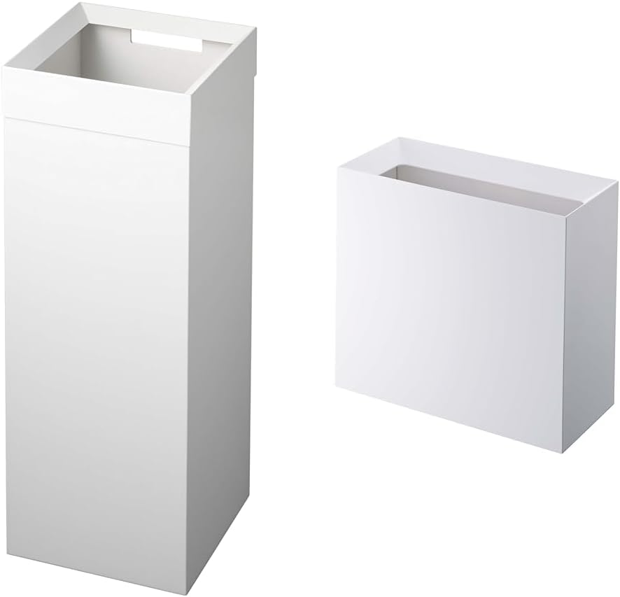 YAMAZAKI Alloy Steel Home 4488 Tall Trash Can-Modern Garbage Waste Basket Bundle with Plastic Trash Can-Modern Garbage Waste Basket