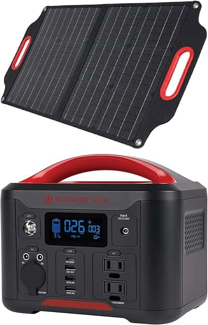 Outdoor Tech - Dawn 40W 18V Portable Charger Solar Panel and Grizzly Portable Charger Power Bank Generator Camping Gear Bundle - Perfect for RVs, Survival, Hiking, and Travel