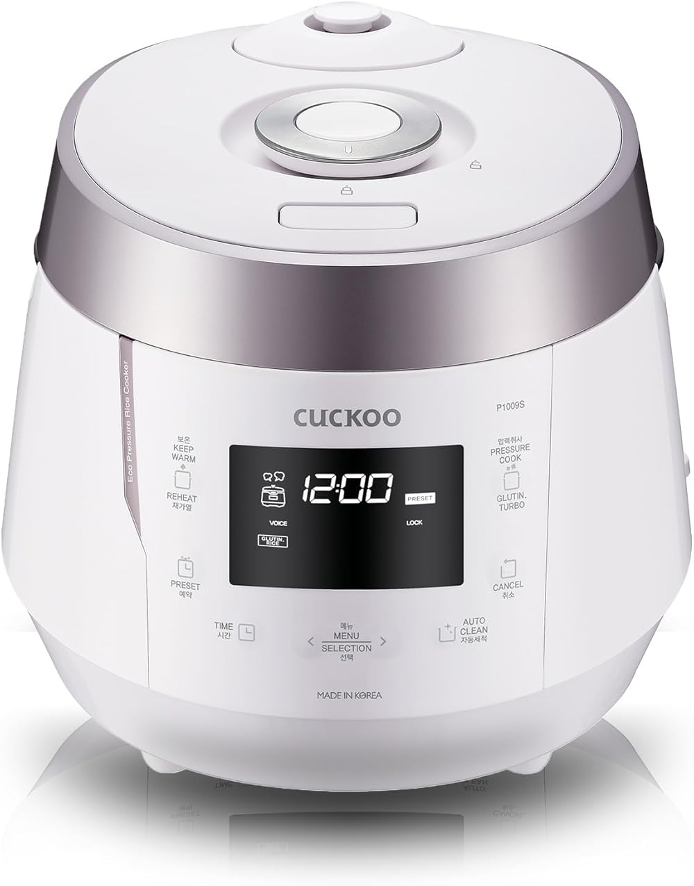 Cuckoo CRP-P1009SW 10 Cup Electric Heating Pressure Cooker & Warmer – 12 Built-in Programs, Glutinous (White), Mixed, Brown, GABA Rice, [1.8 liters]