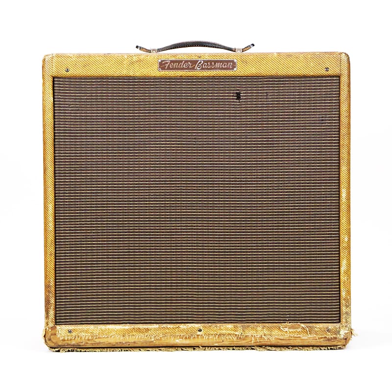 1957 Fender Bassman Amp 5F6-A Tweed 4-Input 4x10” Blue Jensen Alnico 5 Speakers Vintage Original 5F6A Electric Bass Guitar Amplifier