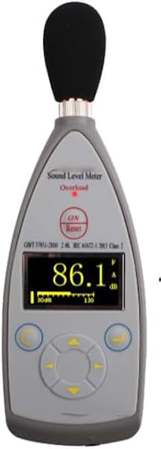 Class 2 Sound Level Meter Noise Level Meter Sound Decibel Meter with Integrating Function Statistical Analysis Function Range 30 dB(A) to 130dB(A) Self-generated Noise<25dBA AC DC RS232 Outputs