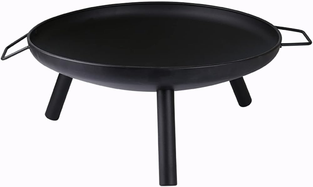 Outdoor Portable Fireplace, Round Cast Iron Fire Pit Bowl, Multifunctional BBQ Heater, Bonfire Firepit with Handles