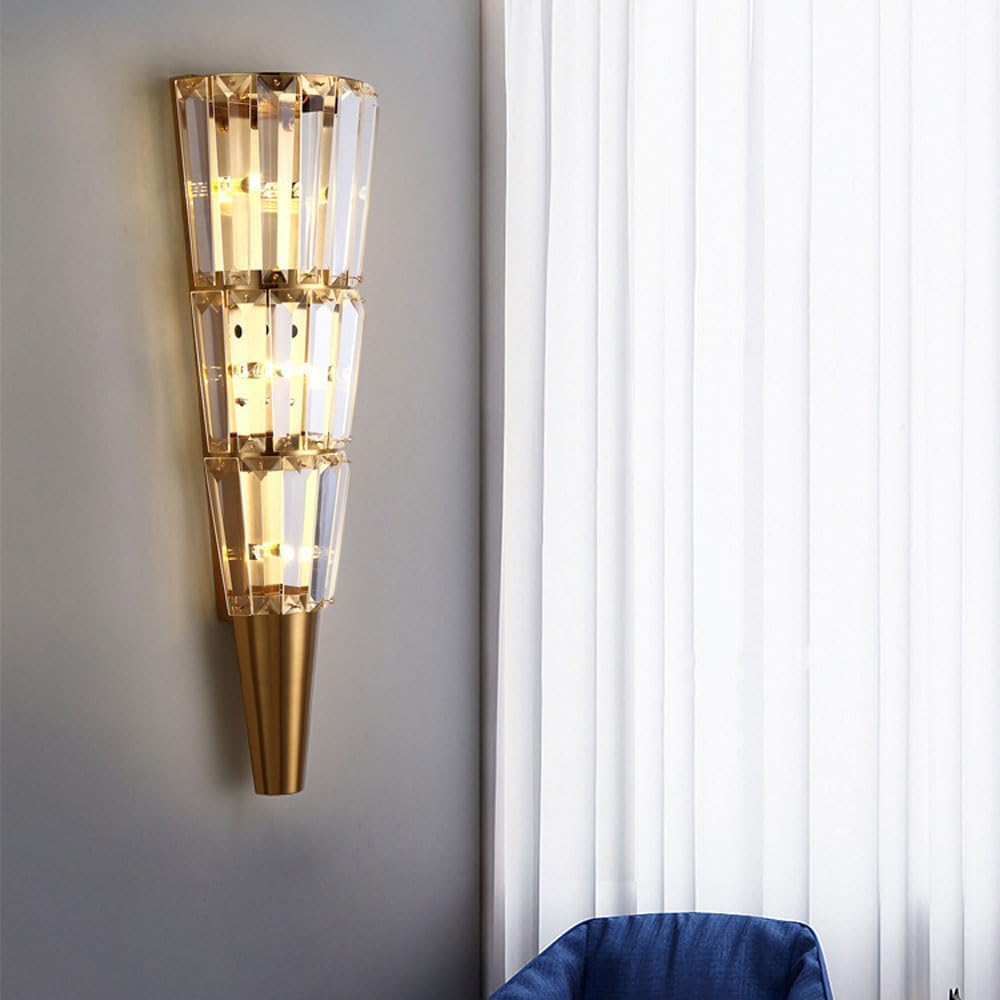 Crystal Wall Sconce Contemporary 5/7-Light Crystal Sconces Wall Lighting Modern Stainless Steel Wall Sconce Gold Wall Light Fixture for Bathroom Living Room Bedroom Hallway