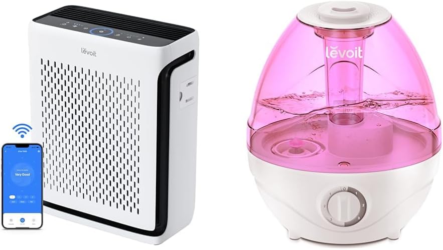 LEVOIT Air Purifiers for Home Large Room Bedroom Up to 1110 Ft² & Humidifiers for Bedroom Large Room (2.4L Water Tank), Cool Mist