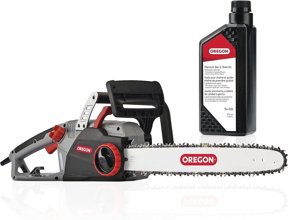 Oregon CS1500 18-inch Electric Chainsaw + Premium Bar and Chain Oil