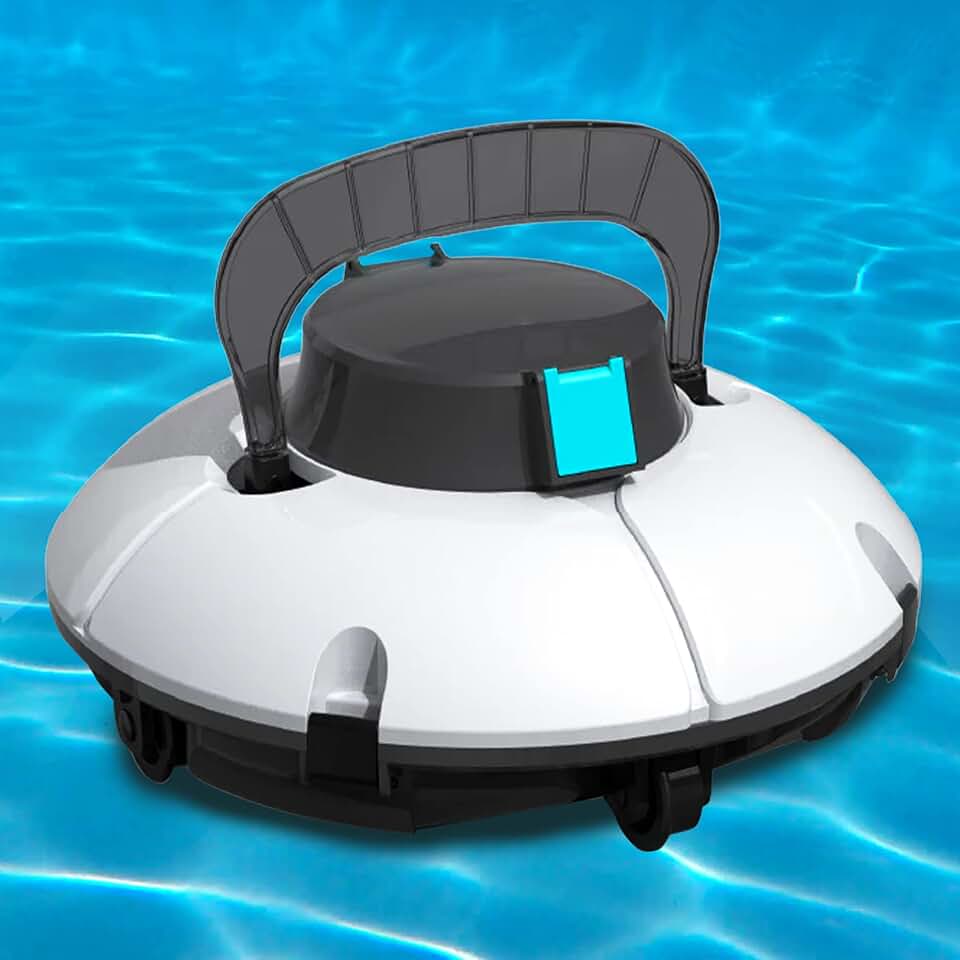 Pool Cleaner Robot-Cordless Swimming Pool Vacuum w/Lightweight, Perfect for Above-Ground/In-Ground Flat Pools up to 40FT