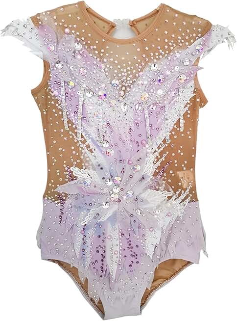 Girl's Light Purple Sleeveless Artistic Gymnastics Costume for Performance and Practice