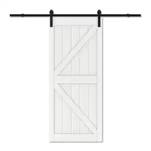 ARK DESIGN 36 in. x 84 in. White K Design MDF Interior Barn Door Slab with Rustic Hardware Kit