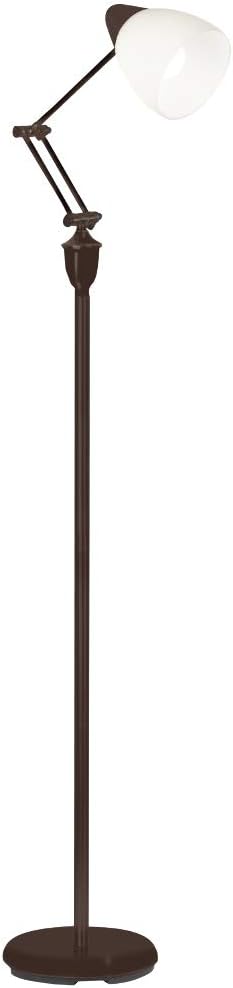 OttLite Webster Adjustable LED Floor Lamp – Metal Bronze Painted Finish, Modern Contemporary Design, Adjustable Glass Shade, Floor Step Switch, for Reading & Crafting