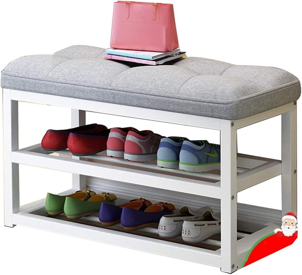 Shoe Storage Bench Entryway Hallway Furniture, Entryway Shoe Bench Rack Nordic Minimalist Framework,Porch Shoe Changing Stool Has A Soft Cushion, Large-capacity Storage Shelf(Grey,80*30*50cm)