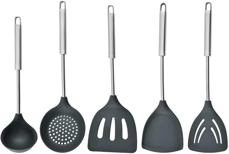 CSCDD Silicone Shovels Soup Spoon Colander Frying Shovel Scraper Non-stick Pan Special Kitchen Utensils Set
